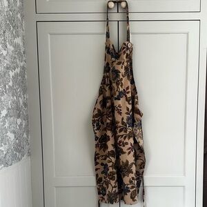 April Cornell Floral Apron in Blue and Brown